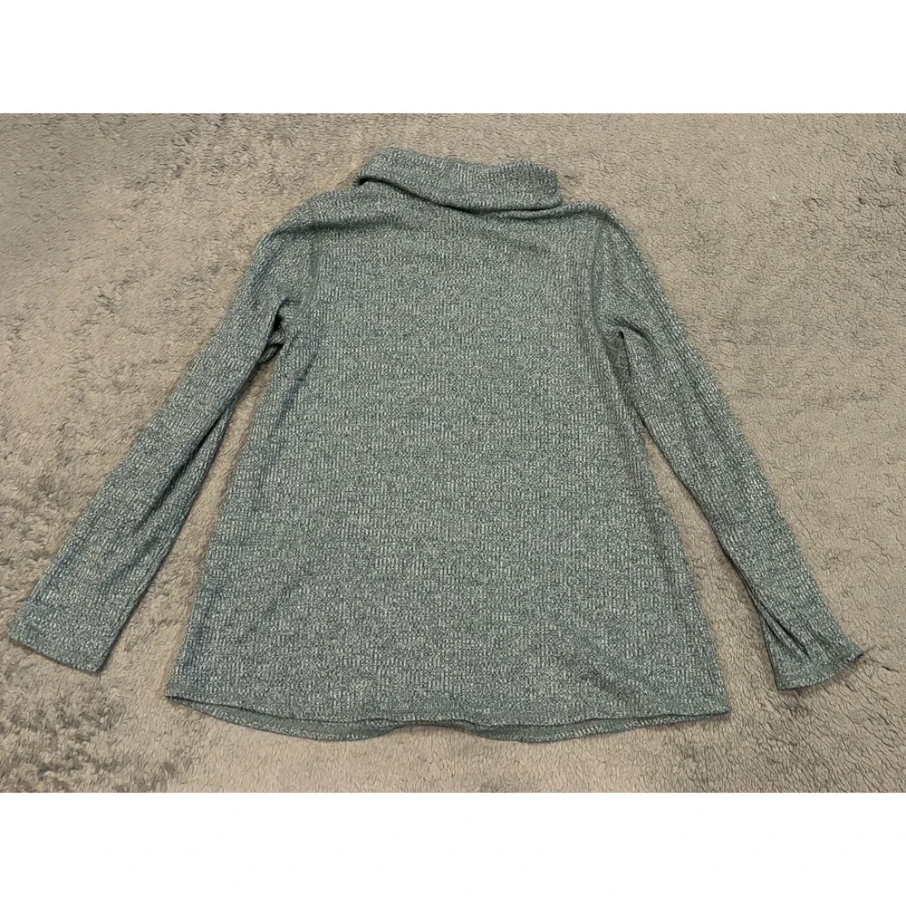 J Jill Sweater Womens Small Green Cowl Neck Tunic Top Soft Knit Pullover L/S